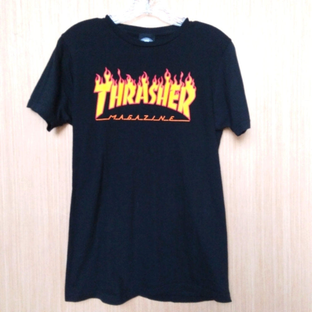 Thrasher Magazine Men's Sz Small Short Sleeve Black Yellow Tee Shirt